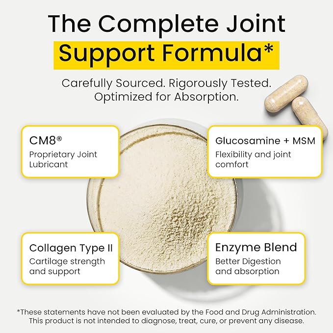 Flexcin Joint Health & Mobility Formula with CM8 (Cetyl Myristoleate) - Joint Supplements for Men and Women with Glucosamine, MSM, Collagen Type II - 90 Capsules