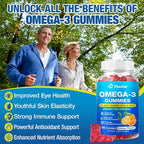 Vegan Omega-3 Gummies for Adults – Sugar-Free, Algae-Based DHA 600mg & EPA 300mg, with Vitamins A, C, E, Zinc – Omega 3 Fish Oil Alternative, 60 Count