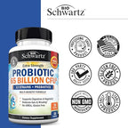 Probiotic 65 Billion - Probiotics with Prebiotic for Women & Men - Lactobacillus Acidophilus Digestive Health Capsules - Targeted Release Technology - Shelf Stable Supplement Non-GMO Dairy Free-30ct