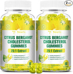(2 Packs) Sugar Free Citrus Bergamot Gummies for Healthy Cholesterol - All Natural Supplements 25:1 Extract From Italy Bergamot Supplement for Immune Support Healthy Anti-Aging Sugar-Free Vegan Pectin