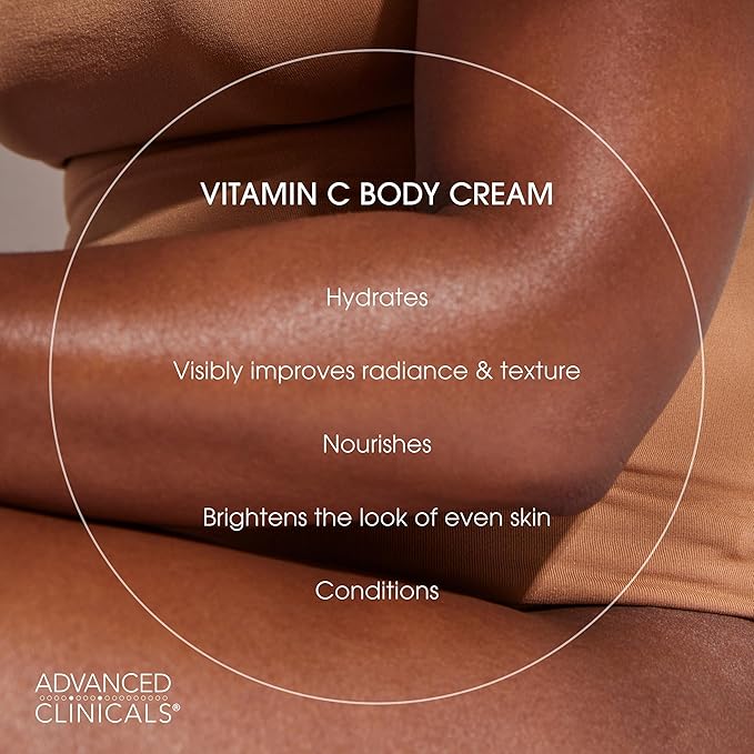 Advanced Clinicals Brightening Vitamin C Cream + 5% Niacinamide Serum W/Hyaluronic Acid 2pc Set | Vitamin C Body Lotion Moisturizer & Dark Spot Remover Face Serum | Skin Care Products, 2pc Bundle