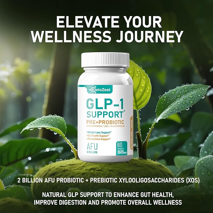 GLP-1 Support Weight Loss Supplement - Prebiotic Probiotic GLP1 Support for Women Men - Natural Support with Akkermansia Muciniphila for Fat Burn Gut & Metabolic Health Support