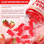 Vegan Omega-3 Gummies 1000mg, Omega 3 Fish Oil Alternative for Adults, Plant Based DHA 460mg & EPA 230mg w/Vitamin A, C, E - Supports Immune Function, Sugar Free, Strawberry Flavor, 60 Count