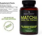 Organic Matcha Green Tea Capsules - Natural Energy Boost - Clean Gradual Caffeine - Japanese Matcha Green Tea Pills - 100% Natural Antioxidant - Calming and Relaxing - 120 Daily Capsules - 2,000/mg