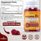 NEW AGE Vitamin D3 5000 IU 125mcg Gummies - Immune Supplement - Non-GMO, Gluten-Free, Dairy-Free, No Gelatin (60 Gummies (Pack of 1))
