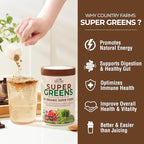 Country Farms Organic Super Greens Chocolate Flavor, 50 Organic Super Foods, USDA Organic Drink Mix, Packed with Fiber, Fruits, Vegetables, Mushrooms & Probiotics, Supports Energy, 7g Fiber