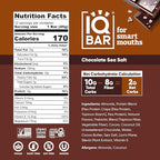 IQBAR Clean Plant Protein Bars - Chocolate Sea Salt - 12 Count - Keto, Vegan, High Fiber, Gluten and Dairy Free, Low Sugar Snack - Brain and Body Nutrients for Focus, Energy, Meal Replacement