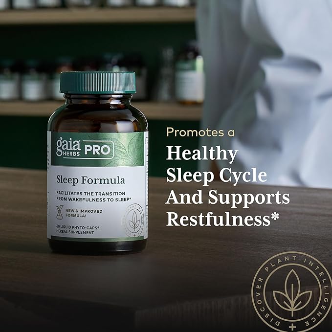 GAIA HERBS PRO Sleep Formula - Supports Restful Sleep & Relaxation for Occasional Sleeplessness* - Herbal Extracts with Valerian Root, Passionflower & Lavender - Vegan Capsules - 60 Liquid Phyto-Caps