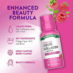 Nature's Truth Liquid Collagen Supplement with Biotin | Type 1 & 3 | Berry Flavor | 8 fl oz | Non-GMO & Gluten Free