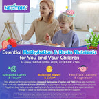 L-Methylfolate 1000 mcg + Methyl B12 Gummies for Kids & Adults - Active 5-MTHF, w/Omega-3 DHA & EPA(3:1), Choline & TMG, B6, Supports MTHFR Gene, Brain, Energy & Methylation, Sugar free, 120 Cts