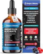 Magnesium Glycinate & Ashwagandha Liquid Drops with Valerian Root, Chamomile, Passion Flower, Lemon Balm & L-Theanine - Vegan Fast Absorption - Supplement for Wellness & Relaxation (Mixed Berry, 60mL)
