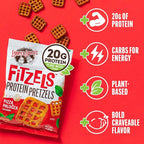 Lenny & Larry's FITZELS Protein Pretzels (Pizza Palooza) 8 Individual Bags 3 oz Each – High Protein Snacks with 20g of Plant Based Protein – Healthy Vegan Pretzels – Delicious Salty Taste