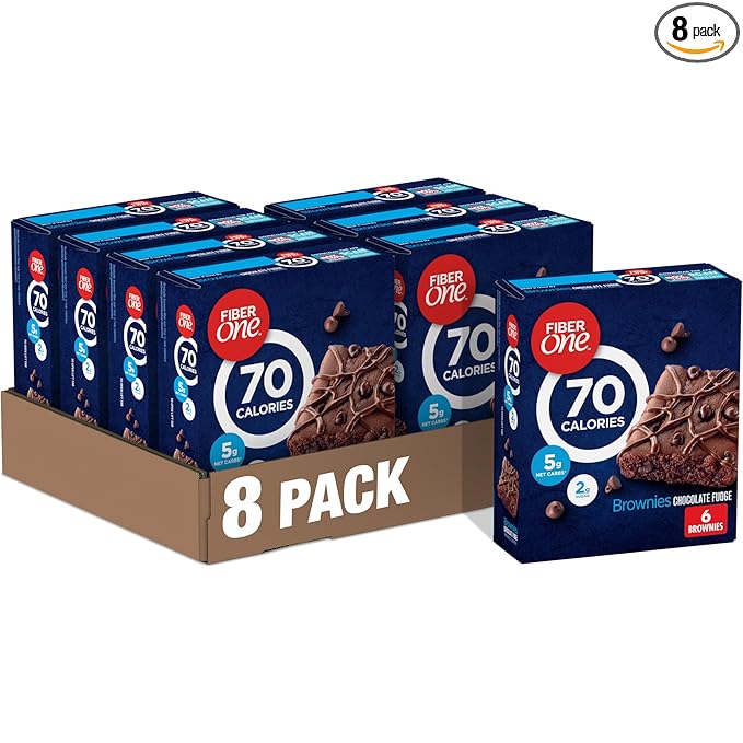 Fiber One 70 Calorie Brownies, Chocolate Fudge Snack Bars, 6 Ct, 5.34 oz (Pack of 8)