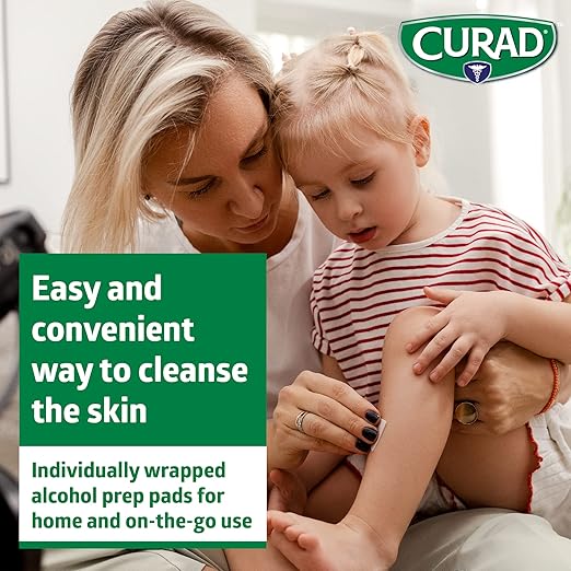 CURAD Alcohol Prep Pads (Pack of 4 Boxes), 400 Pieces of Medium Isopropyl Alcohol Wipes Individually Wrapped, First Aid Alcohol Swabs for Cuts & Scrapes, Medical Alcohol Pads for General Cleansing