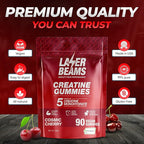 Creatine Monohydrate Gummies for Women & Men - 5g Creapure Creatine per Serving - Vegan, Cosmic Cherry Flavor - Boost Muscle Strength, Endurance, Recovery & Mental Focus (90 Gummies)