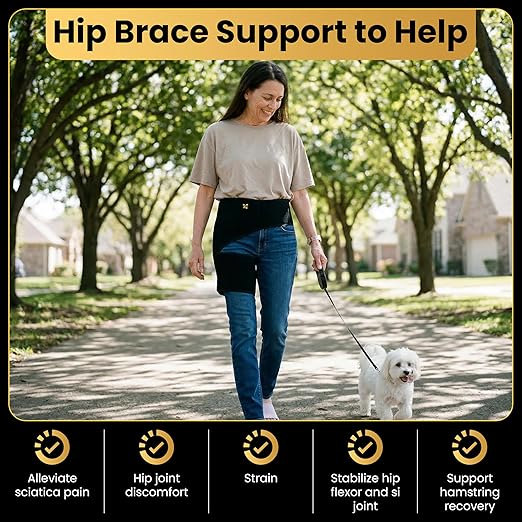 CopperJoint Hip Brace for Women & Men, Adjustable Hip and Thigh Compression Wrap, Left or Right Wear, Groin, Hamstring and Upper Thigh Support, One Size