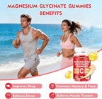 Magnesium Glycinate Gummies 400mg, Sugar Free Magnesium Gummies for Sleep, Muscle Support and Relaxation, Calm Magnesium Supplements for Women and Men, 90 Count
