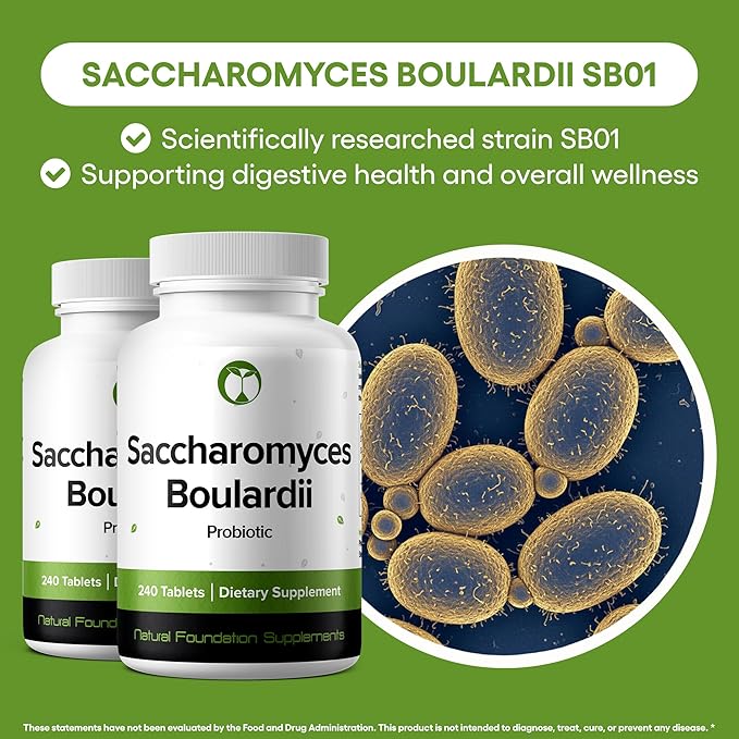 Saccharomyces Boulardii Probiotic Supplement 240 Tablets 3 Billion CFU Probiotics for Men & Women Supports Intestinal Digestive & Gut Health (240, Saccharomyces Boulardii)