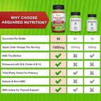 aSquared Nutrition Apple Cider Vinegar Gummies - 1500mg Per Serving - with The Mother - 90 ACV Gummies w/Vitamin B6 & B12, Folic Acid - Vegan Gummy Supplement Alternative to Capsules Pills & Drink