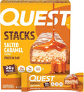 Quest Nutrition Stacks Protein Bars, Salted Caramel Flavor, 20g Protein, 2g Net Carbs, 1g Sugar, High Fiber, Low Sugar, Gluten Free, 4 Count