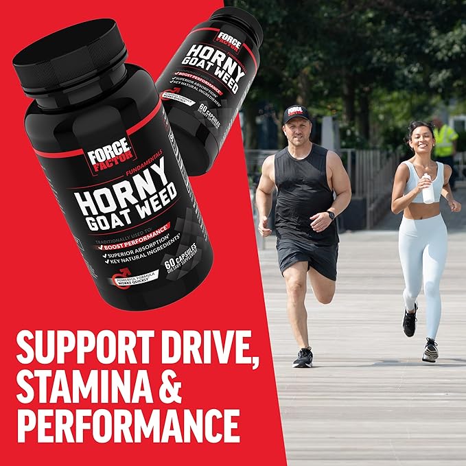 Force Factor Horny Goat Weed for Men, Natural Male Drive and Vitality Supplement with Natural Ingredients for Superior Absorption, Fundamental Series, 750mg, 60 Count (Pack of 2)