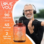 Love You Joint Support Supplement for Relief - Glucosamine, Chondroitin, MSM & Turmeric - Supports Mobility & Flexibility (Bones, Back, Knees, Hands), 90 Tablets, 45-Day Supply - Made in USA