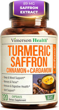 Saffron Supplements – 89mg Saffron Extract, 1000mg Turmeric Curcumin, Ceylon Cinnamon & Cardamom – Daily Mood, Joint & Metabolic Support – Joint Supplements for Women & Men – 120 Capsules