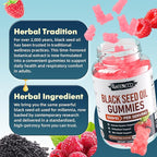MEENCCD Black Seed Oil Gummies, Nigella Sativa Black Seed Oil Supplement for Antioxidant Support, Vegan, Non-GMO, Suagr-Free, Raspberry Flavor, 60 Count