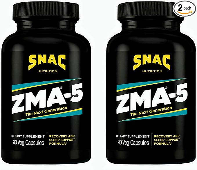 SNAC ZMA-5 Mineral Supplement - Supports Muscle Function, Restful Sleep, Immune Health & Relaxation with Zinc, Vitamin B6, Magnesium & 5-HTP for Sleep, Anxiety, Calmness - 180 Veggie Capsules (2 Pack)