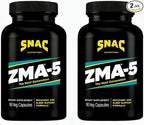 SNAC ZMA-5 Mineral Supplement - Supports Muscle Function, Restful Sleep, Immune Health & Relaxation with Zinc, Vitamin B6, Magnesium & 5-HTP for Sleep, Anxiety, Calmness - 180 Veggie Capsules (2 Pack)