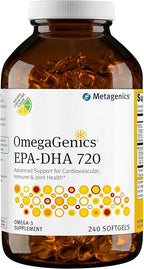 Metagenics OmegaGenics Fish Oil EPA-DHA 720 mg - High Potency Omega-3 Supplement* - Supports Heart, Joint, Brain & Immune Health* - Sustainably Sourced, Purity-Tested Fish Oil - 240 Softgels