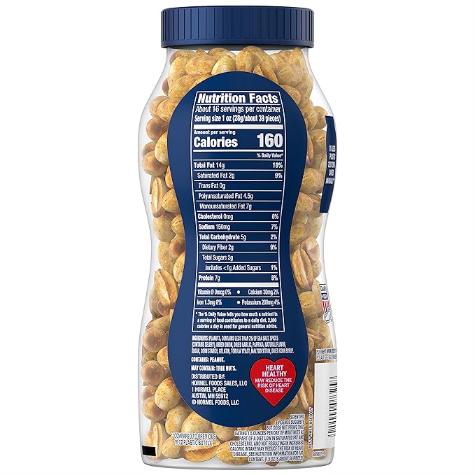 PLANTERS Salted Peanuts, Dry Roasted Peanuts, Party Snacks, Plant Based Protein, Snacks For Adults, 16 Ounce (Pack of 2)
