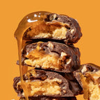 FITCRUNCH Snack Size Protein Bars, 6-Layer Baked Bar, 3g of Sugar, Gluten Free & Soft Cake Core (9 Bars, Caramel Peanut)