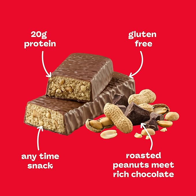 think! Protein Bars, High Protein Snacks, Gluten Free, Kosher Friendly, Chunky Peanut Butter, Nutrition Bars, 2.1 Oz per Bar, 10 Count (Packaging May Vary)