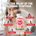 Magnesium Glycinate Gummies 1000mg - Sugar Free Magnesium Potassium Supplement with Vitamin D, B6, CoQ10 for Calm Mood & Sleep Support - 60 Strawberry Gummies