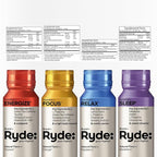 Ryde Discovery Pack | Energize, Focus, Relax & Sleep Shots | Green Tea Caffeine, Ginseng, B Vitamins, L-Theanine, Lemon Balm, Chamomile, Melatonin | 0 Calories, 0 Sugar | Variety Pack (8 Pack)