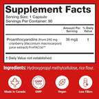 Utiva Cranberry PACs – Clinically Studied Ingredients 36mg PACs for UTI Avoidance - Supplement for Urinary Tract Health for Women and Men – Cranberry Extract Pills for Bladder Health, 90 Vegi Capsules