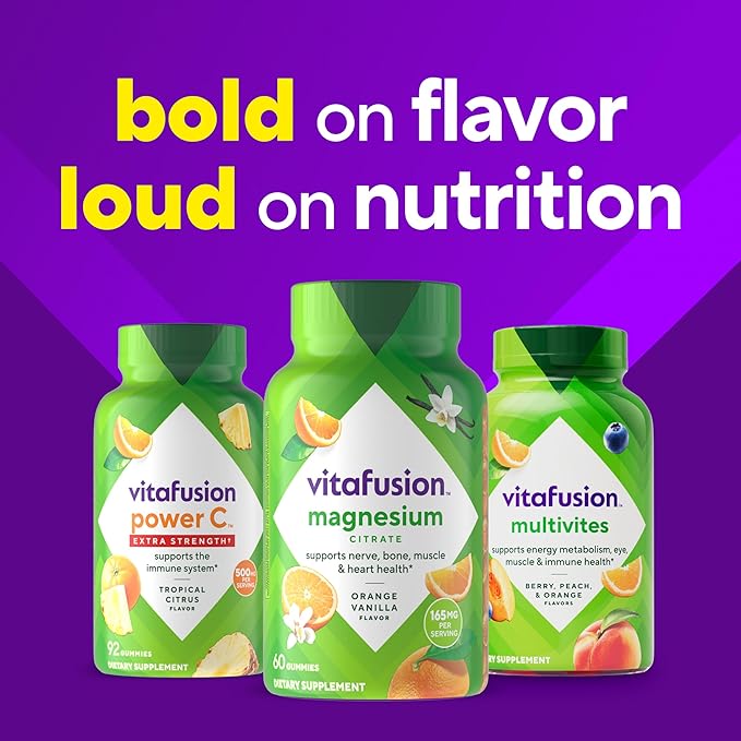 vitafusion Magnesium Gummy Supplement, Bring calm to your vitamin routine, Tropical Citrus Flavor, 60 Gummies
