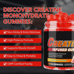 Creatine Monohydrate Gummies Creatine Monohydrate per Serving Chewable Creatine for Muscle Builder, Energy Boost, 120 Gummies