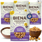 BIENA Chickpea Snacks - Crunchy Roasted Chickpeas - High Fiber Vegan Protein Snacks for Adults and Kids - 4-Pack, 5 Ounce Bags - Rockin’ Ranch