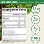 PlantFusion Complete Vegan Protein Powder - Plant Based Protein Powder With BCAAs, Digestive Enzymes and Pea Protein - Keto, Gluten Free, Soy Free, Non-Dairy, No Sugar, Non-GMO - Cookies & Cream 1 lb