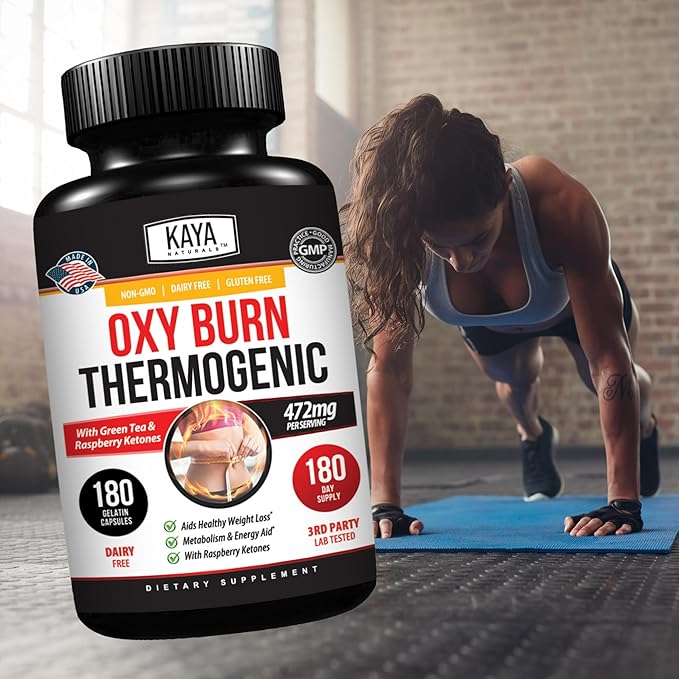 Kaya Naturals Oxy Burn - Thermogenic Herbal Formula for Active Living – Non-GMO & Gluten-Free – 180 Count