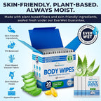 Body Wipes for Adults Bathing No Rinse - 20 Count Travel Shower Wipes - 10 x 11.5" Individually Wrapped Thick Cleansing Waterless Wash Scrubs - Disposable Washcloths for Camping & Elderly Incontinence