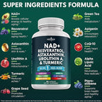NEW AGE NAD+ Supplement - Astaxanthin, Urolithin A, Resveratrol, CoQ10 & Antioxidant Blend – Cellular Energy, Mitochondrial Support – Vegan, Non-GMO- 60 Count