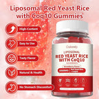 30 Day Supply Liposomal Red Yeast Rice with Coq 10 3000mg Gummies,Organic Red Yeast Rice Cholesterol Lowering Supplements, Enhanced with Coq 10 for Heart Support,Liposomal Enhance 98% Absorption