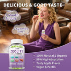 Zeolite Gummies for Kids & Adults - Zeolite Clinoptilolite, Chlorella, Milk Thistle- Supports Immune Health, Gut and liver, Natural Metabolism, Vegan, Non-GMO, Sugar Free, Apple Flavor, 60 Count