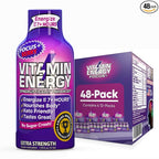 Vitamin Energy Focus+ Extra Strength Energy Shot Berry 48 Pack, 260mg Natural Caffeine, B-Vitamins, CoQ10, Amino Acids, Focus, Productivity & Clarity, Zero Sugar, Gluten-Free, 1.93 fl oz