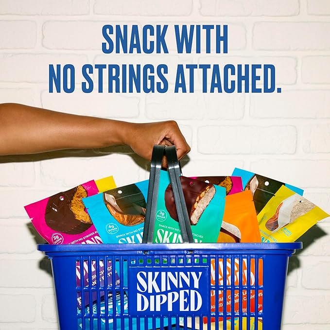 SkinnyDipped Dark Chocolate Cocoa Almonds, Healthy Snack, Plant Protein, Gluten Free, 0.46 oz Mini Bags, Pack of 24