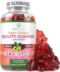 Vegan Collagen Gummies with Biotin Vitamins for Hair Skin and Nails Health, (90 Chews) Collagen Support Superfruit Complex with Resveratrol, Vitamin A, E, C - Replace Capsules, Pills