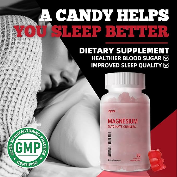 Magnesium Glycinate Gummies 1000mg - Sugar Free Magnesium Potassium Supplement with Vitamin D, B6, CoQ10 for Calm Mood & Sleep Support - 120 Strawberry Gummies